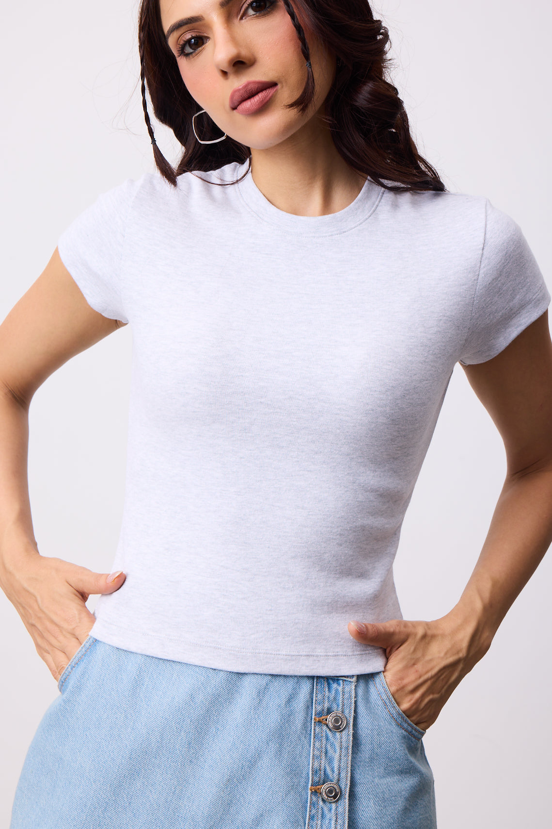 Womens Mini Tee - Grey Melange
