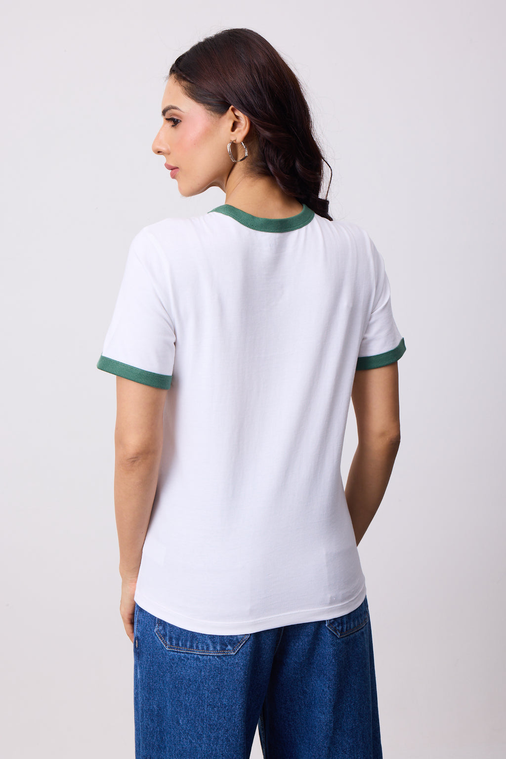 Womens Ringer T-Shirt - White X Green