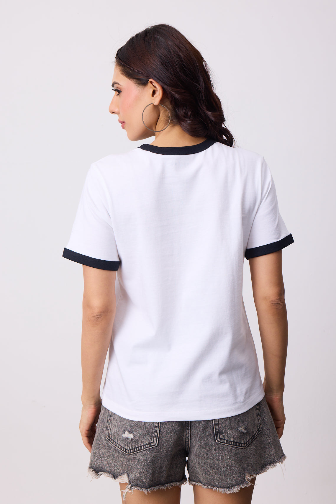 Womens Ringer T-Shirt - White X Black