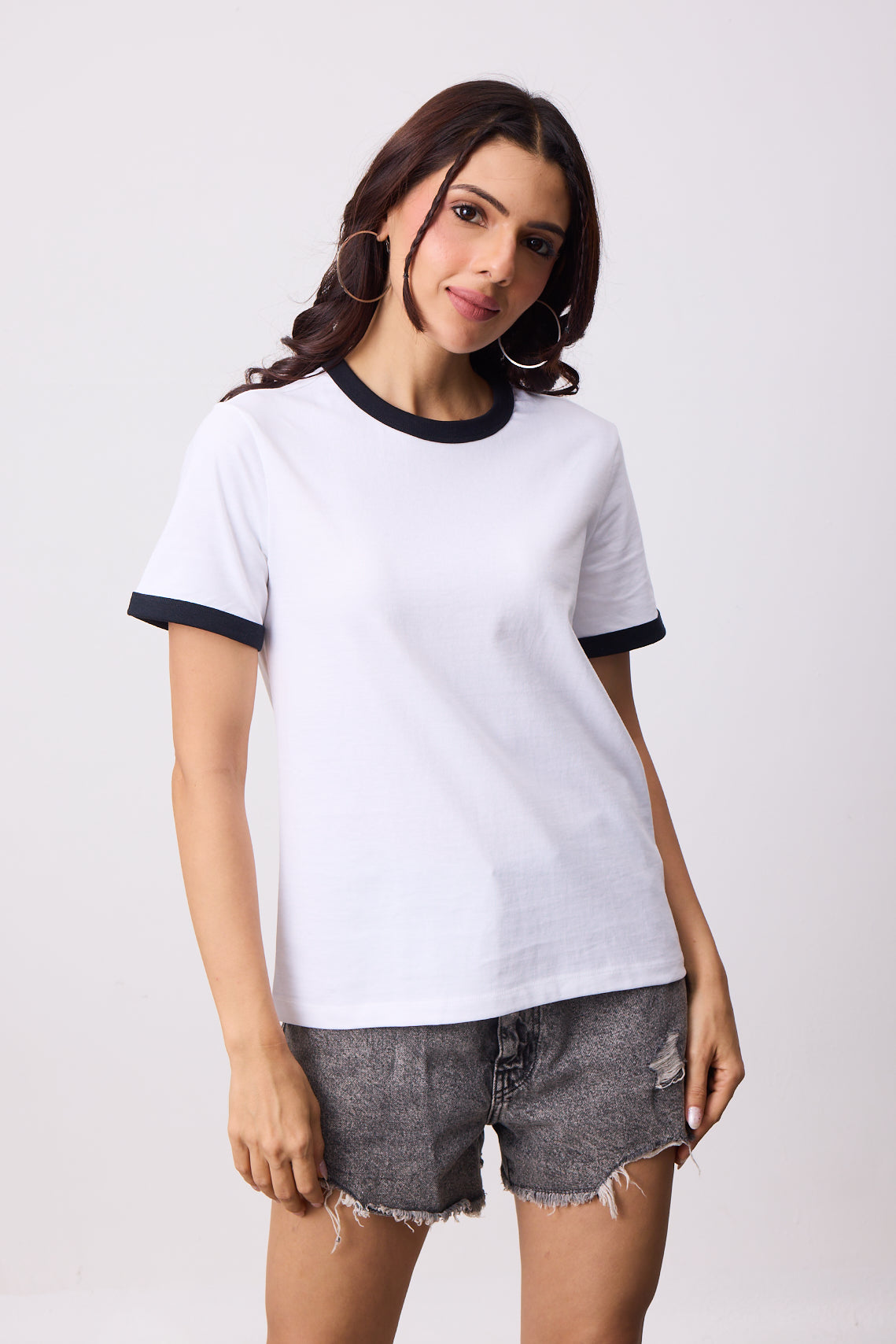 Womens Ringer T-Shirt - White X Black