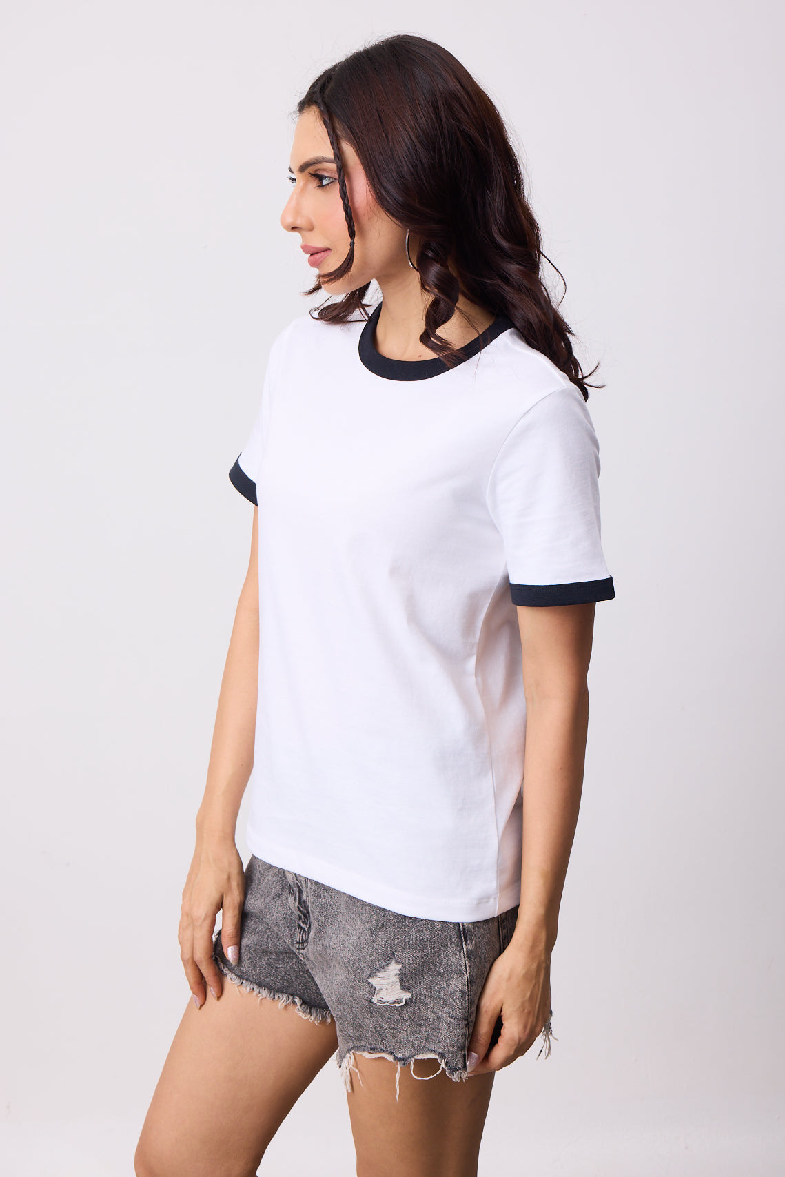 Womens Ringer T-Shirt - White X Black