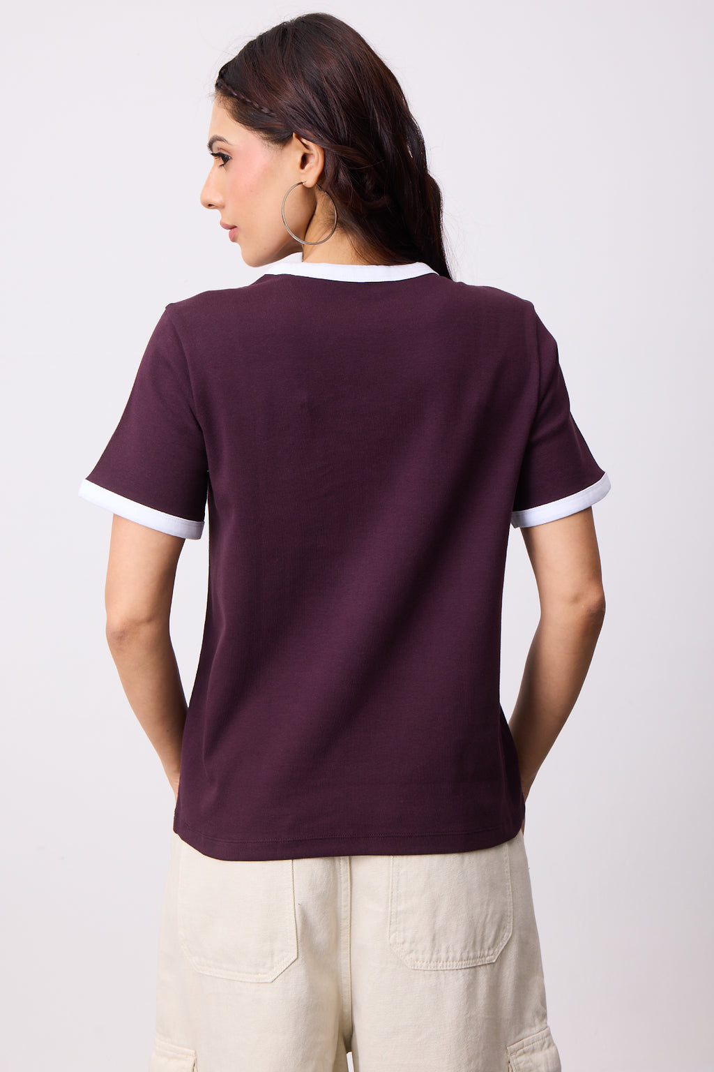 Womens Ringer T-Shirt - Spilled Wine X White