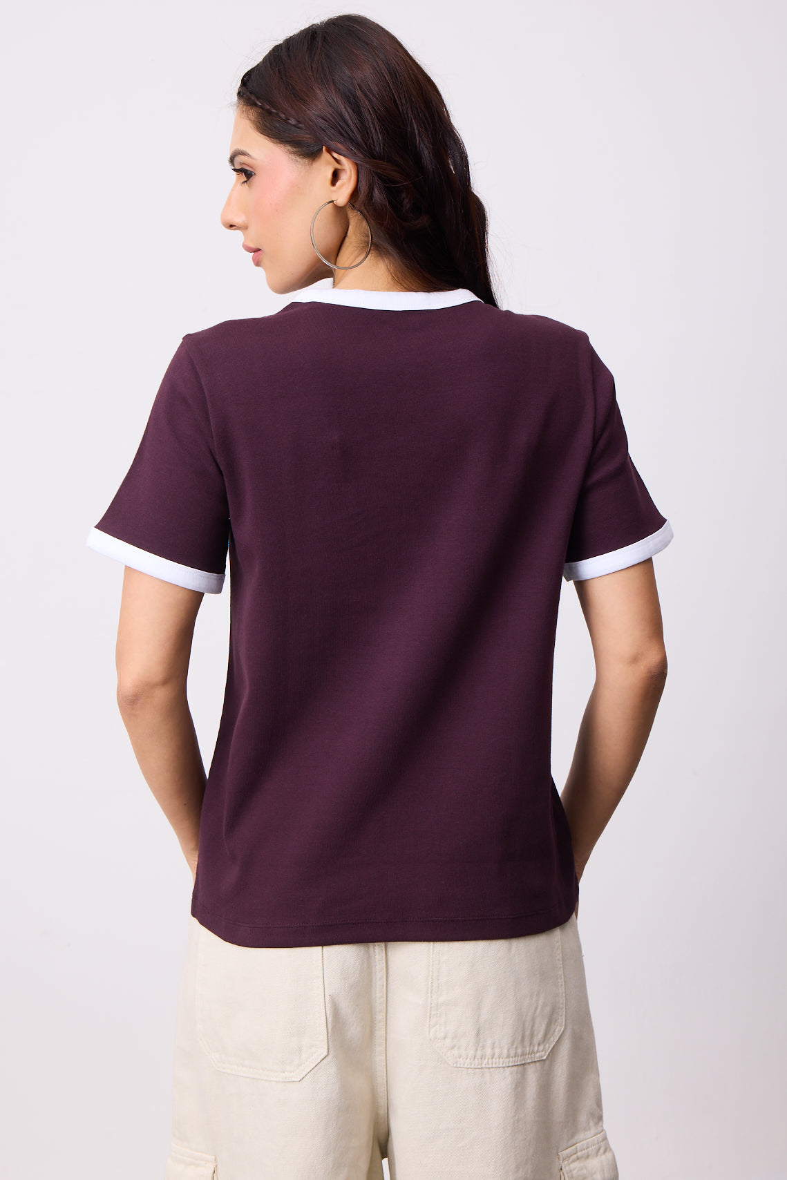 Womens Ringer T-Shirt - Spilled Wine X White